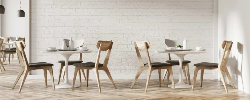 tables and chairs in a restaurant when planning the architecture